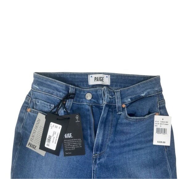 New Paige Hourglass High Rise Boot Flare Jeans 25 In Bellflower Wash Distressed - Picture 8 of 16